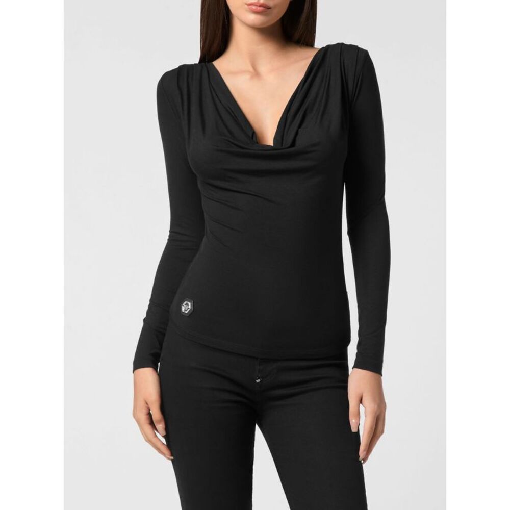 Philipp Plein Women Philipp Plein Slim-Fit Modal-Blend Top With Draped V-Neck